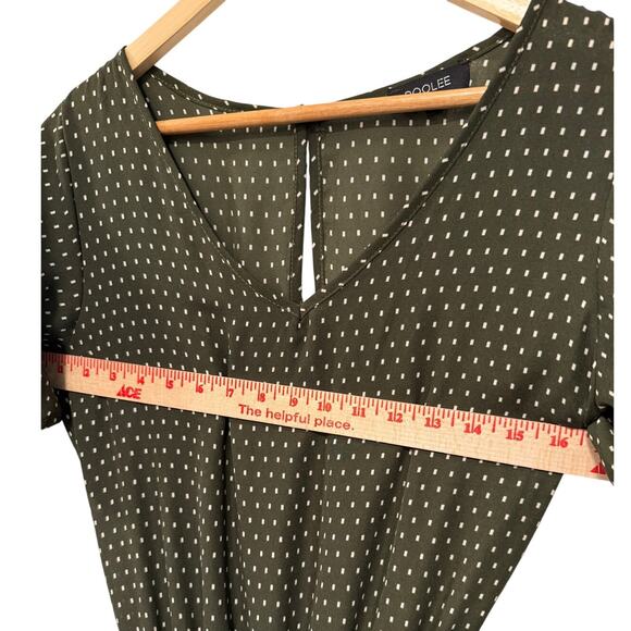 NEW! Roolee M Polka Dot Jumpsuit $99 Wide Leg Cropped V Neck Olive Green White - Picture 7 of 10